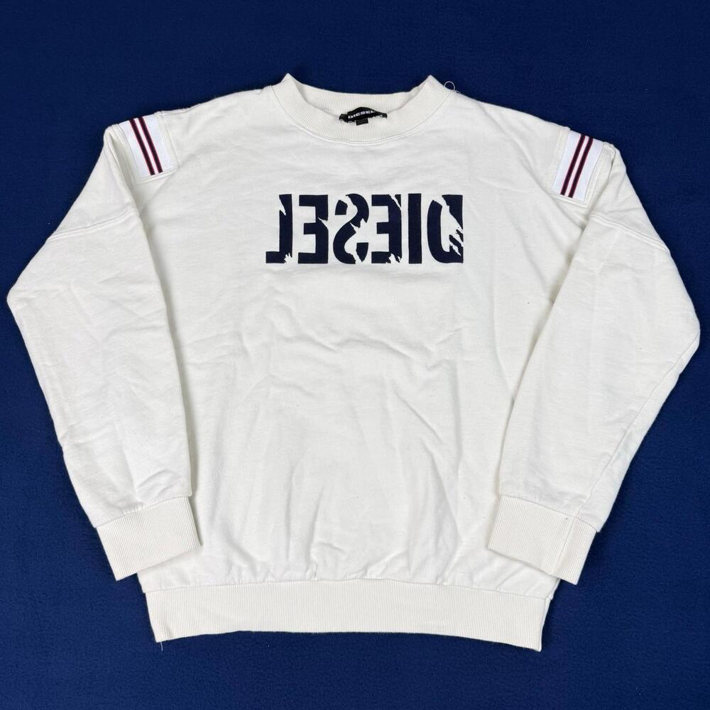 Diesel Logo Print Radio Crew Neck Sweatshirt Men Size Medium Fleece Streetwear